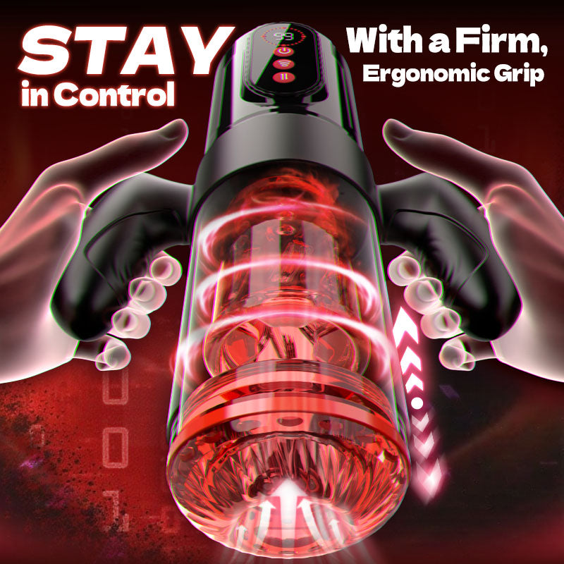 【Free Lube Inside】Wine & Beauty Handle Design 9 Thrusting & Rotating 9 Suction Adult Toys Mens Masturbator