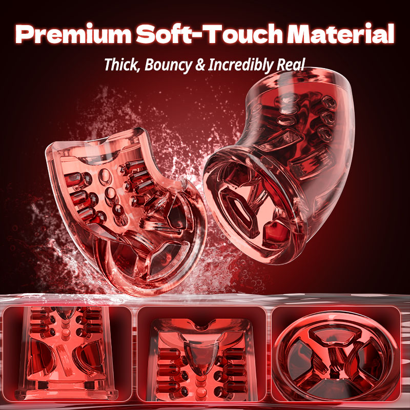 【Free Lube Inside】Wine & Beauty Handle Design 9 Thrusting & Rotating 9 Suction Adult Toys Mens Masturbator