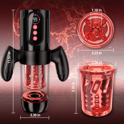 【Free Lube Inside】Wine & Beauty Handle Design 9 Thrusting & Rotating 9 Suction Adult Toys Mens Masturbator