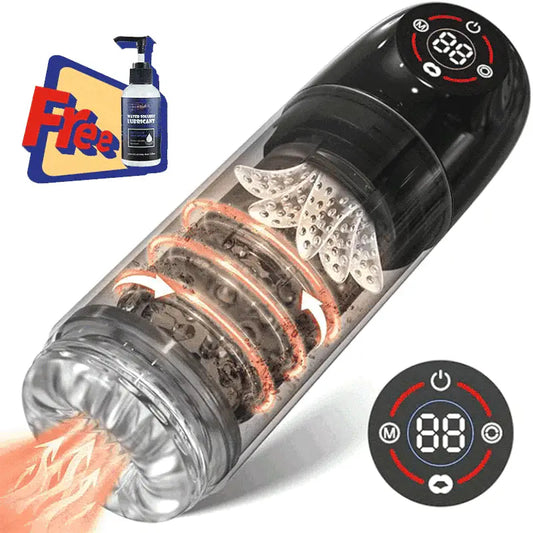 【Free Lube!】Romanlust Seductive Succubus 7 Rotating 7 Sucking Lcd Display Pumps & Enlargers  Automatic Male Masturbator