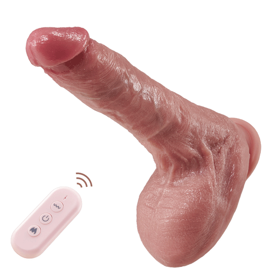 Newvibe Small Glans Thick Shaft Big Ball 7 Thrusting Swinging 10 Vibrating Heating Lifelike Dildo 8.66 Inch
