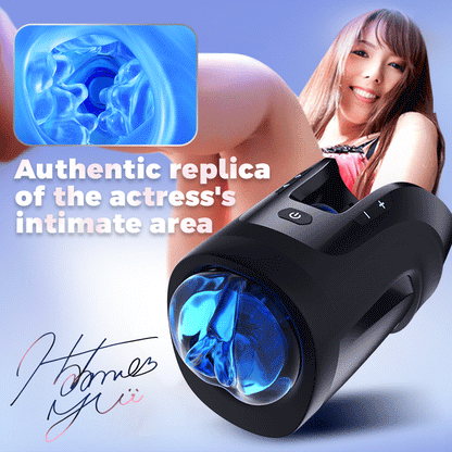 Leten Cannon King Mini 3D Fleshy Telescopic Vibrating Automatic Male Masturbator Blowjob Stroker