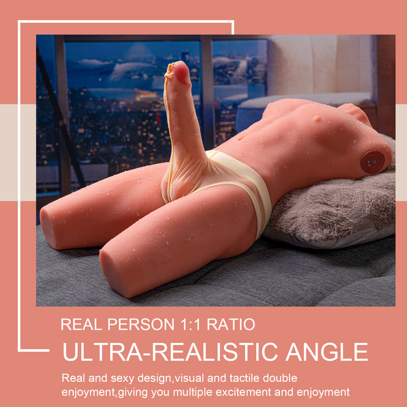 Jackson 17.63LB 6.69Inch Electric PulseThrusting Vibrating Dildo Tan Skin Male Torso Sex Doll