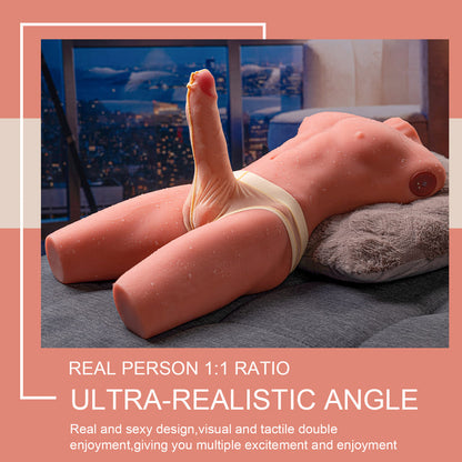 Jackson 17.63LB 6.69Inch Electric PulseThrusting Vibrating Dildo Tan Skin Male Torso Sex Doll