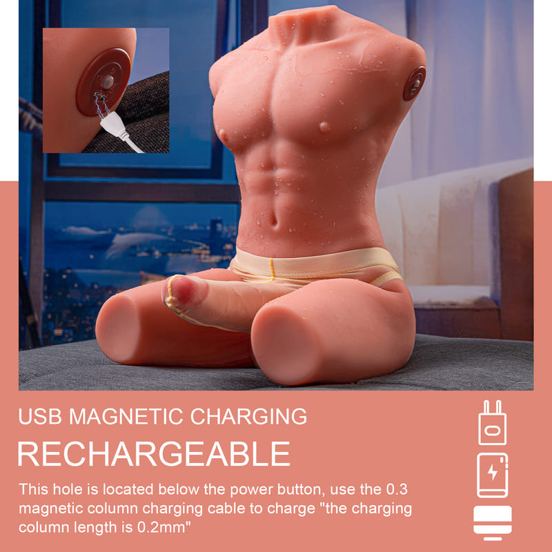 Jackson 17.63LB 6.69Inch Electric PulseThrusting Vibrating Dildo Tan Skin Male Torso Sex Doll