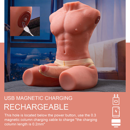 Jackson 17.63LB 6.69Inch Electric PulseThrusting Vibrating Dildo Tan Skin Male Torso Sex Doll