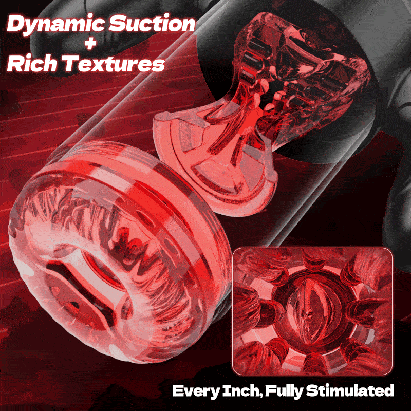 【Free Lube Inside】Wine & Beauty Handle Design 9 Thrusting & Rotating 9 Suction Adult Toys Mens Masturbator