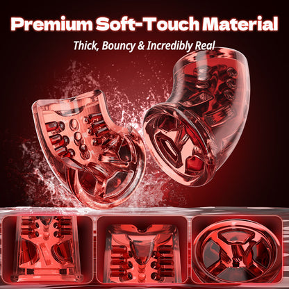 【Free Lube Inside】Wine & Beauty Handle Design 9 Thrusting & Rotating 9 Suction Adult Toys Mens Masturbator