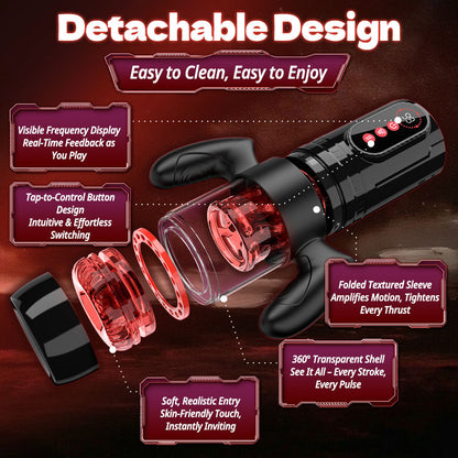 【Free Lube Inside】Wine & Beauty Handle Design 9 Thrusting & Rotating 9 Suction Adult Toys Mens Masturbator